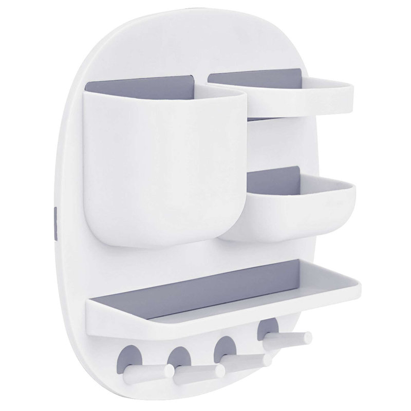 Floating Shelves for Bedside Shelf Accessories Organizer - Wall Mount Self Stick On, White