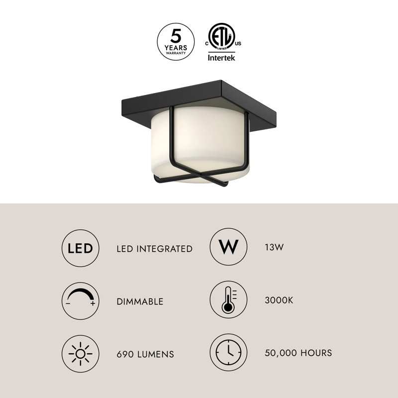 Regalo 1 - Light LED Flush Mount, Black, 4" H x 7.13" W x 7.13" D