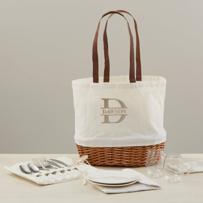 Lavish Last Name Embroidered Picnic Basket For Two