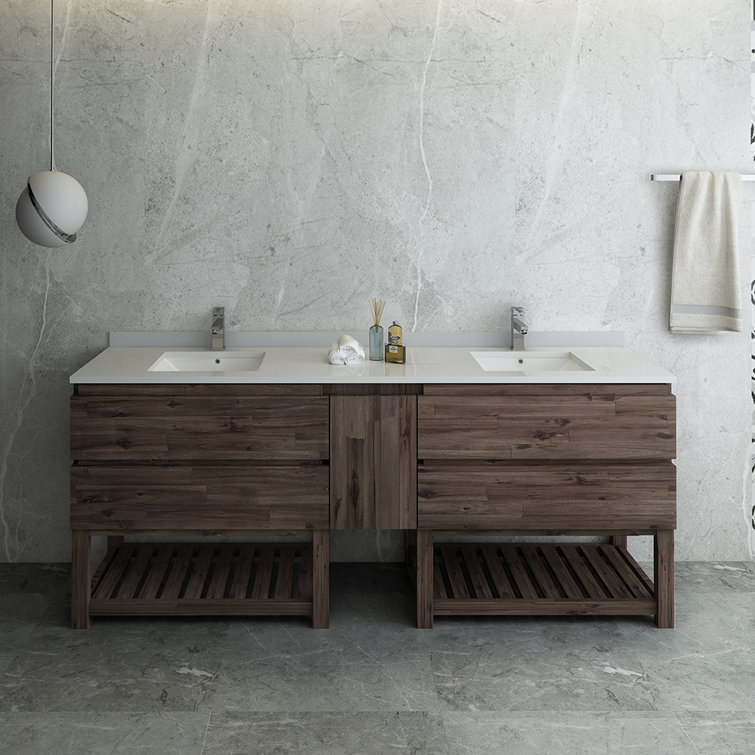 Fresca Formosa 82" Freestanding Double Sink Bathroom Vanity Base Only - Top and Sinks Not Included