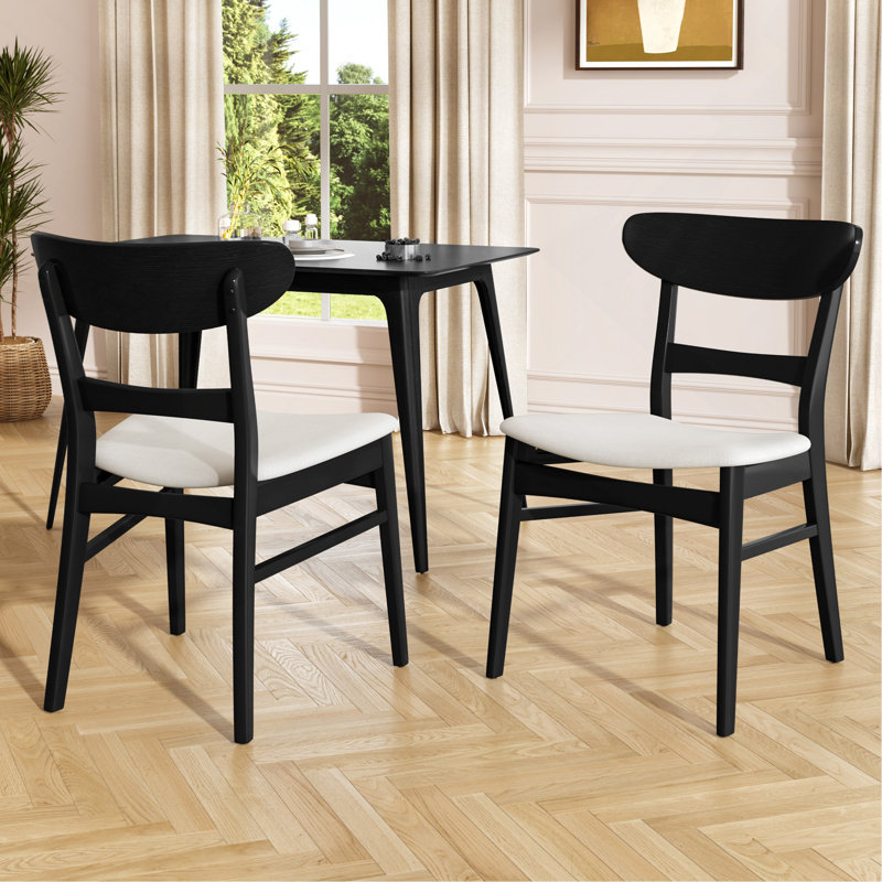 Chaise de salle à manger (ensemble de 2), Noir, Beige clair