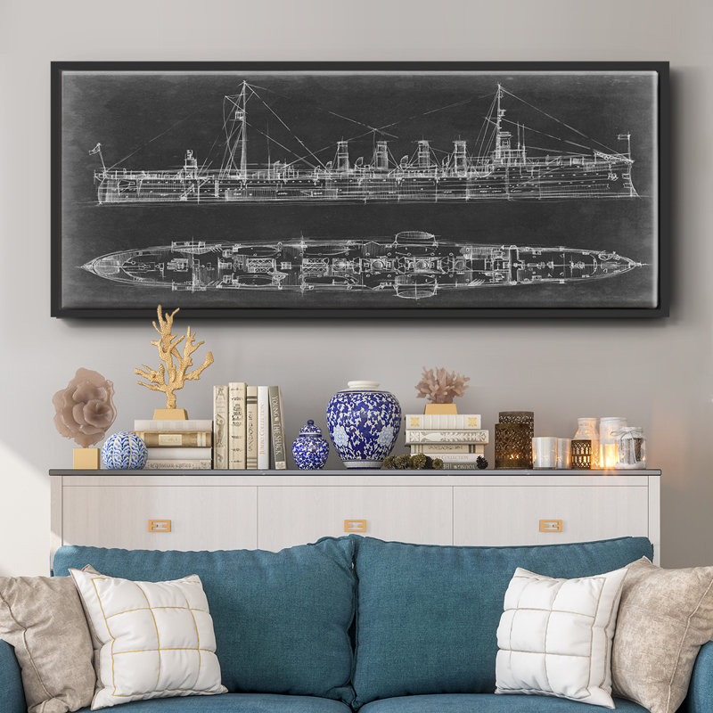 Bleu marine croiseur - plan, toile encadrée