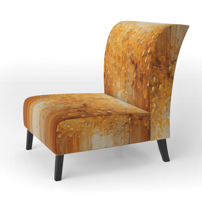 Amber Glow III - Upholstered Contemporary Slipper Chair, Abstract Landscape Accent Chair