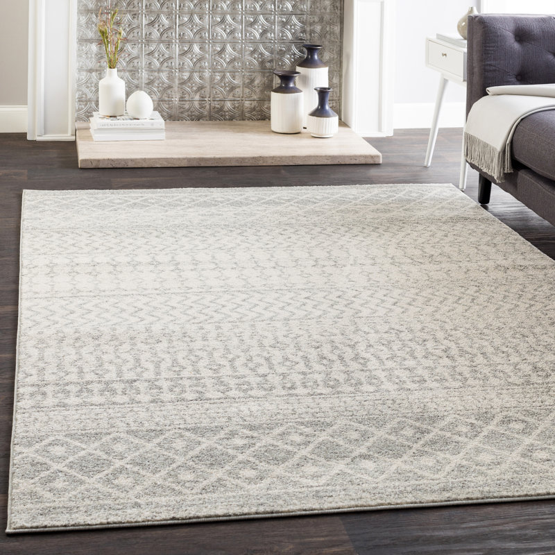 Narine Machine Woven Grey/White Indoor Rug, Rectangle 238 x 312 cm