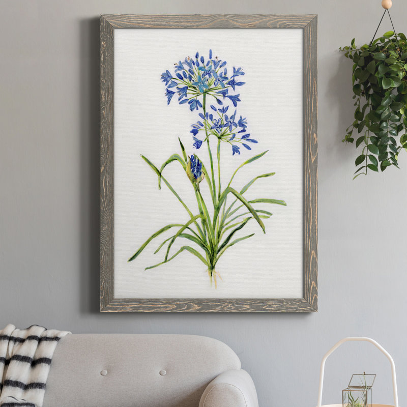 Toile encadrée «Blue Lived Botanical I-Premium» - prête à être accrochée, Gris, H 24 po x l 18 po x P 1,5 po