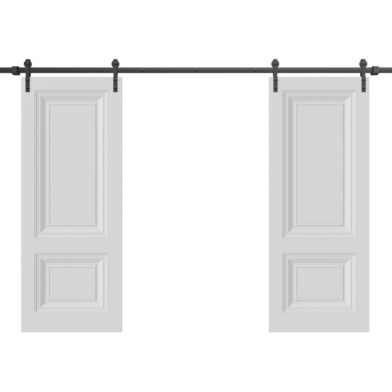 Double porte de grange | Essentiel - 1772 - blanc | Ensemble de rail 13 pi | Portes intérieures solides, 56 po x 80 po