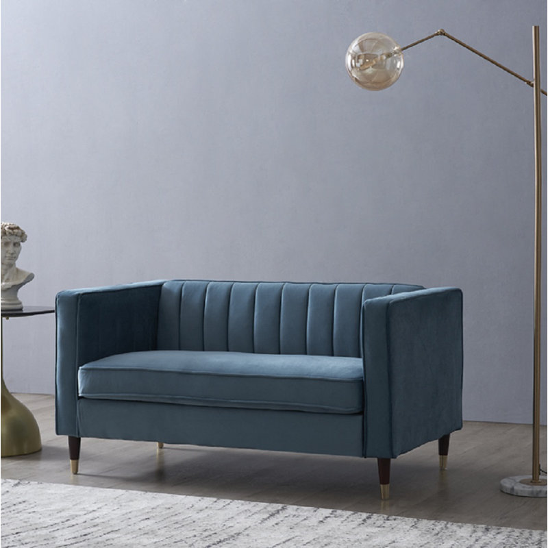 Dougherty 2 Seater Velvet Sofa, Blue