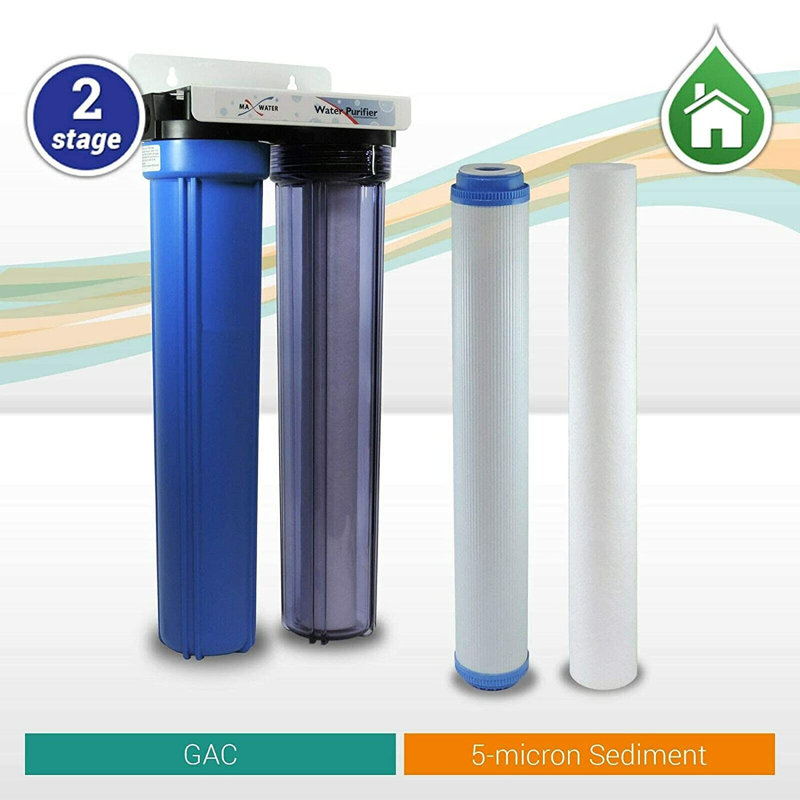 Système de filtration d'eau à 2 étages Max Water (20 x 2,5 pouces) - Sédiments + GAC