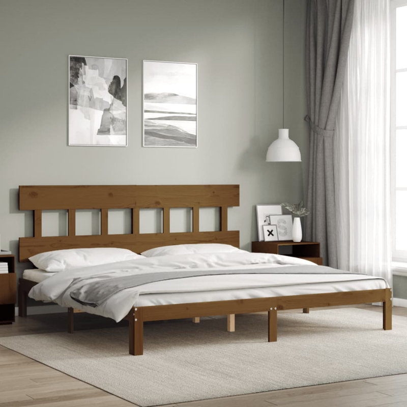 Highlands Solid Wood Bed, 200 x 200cm, Honey Brown