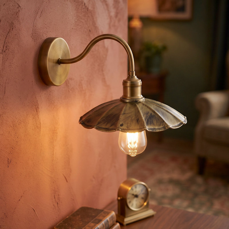 Rayden Armed Sconce, Brushed Brass
