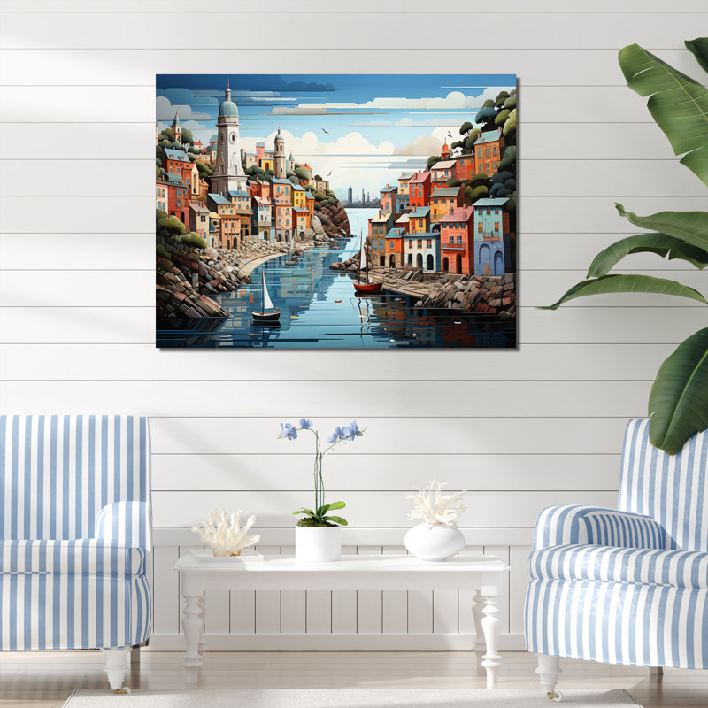 Coastal Minimalisme Harbor Hues I - impression, H 34 po x l 44 po x P 1,5 po, Toile tendue