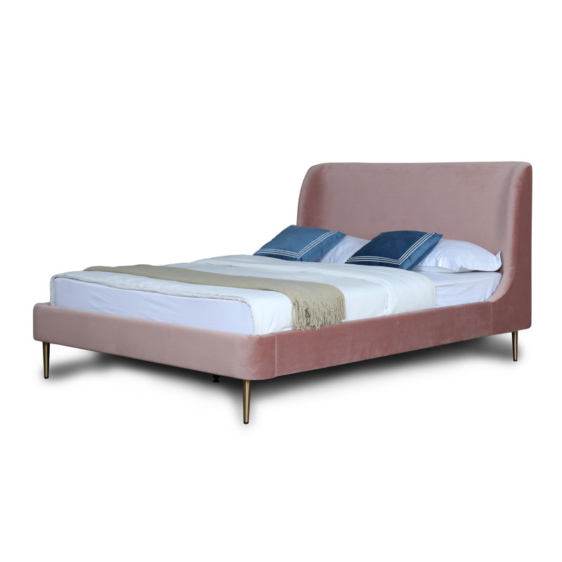 Lit plateforme tapissier Heather Mid-Century, Grand, Gris / Noir