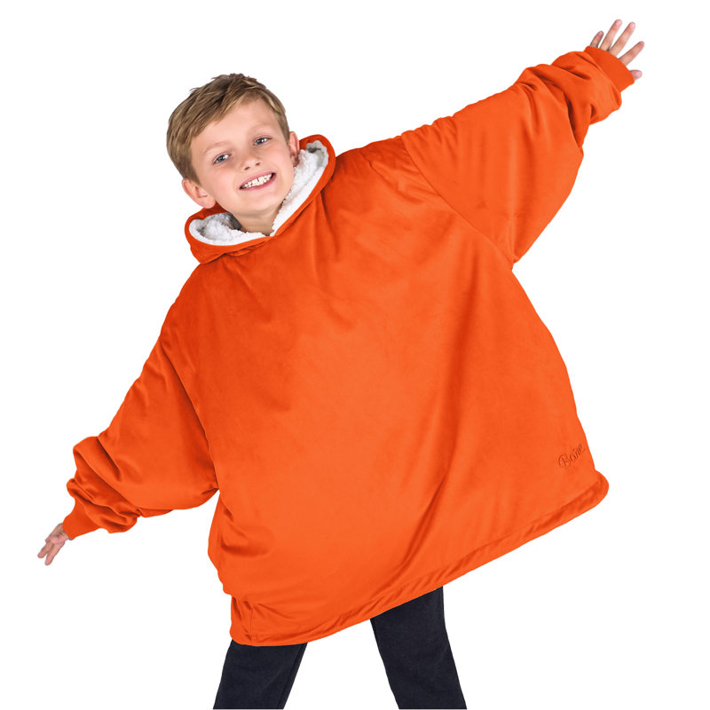 Couverture en sherpa à capuche portable, Orange, Jeunesse