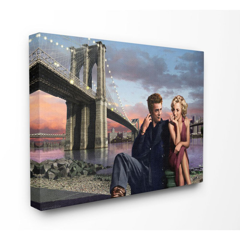 « brooklyn bridge rétro, reproduction d’art classique », impression sur toile, H 30 po x l 40 po, Toile tendue