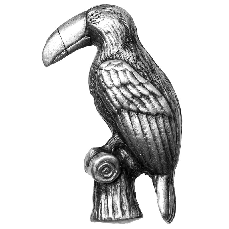 Poignée fantaisie 1 3/4 po Piciformes, Étain