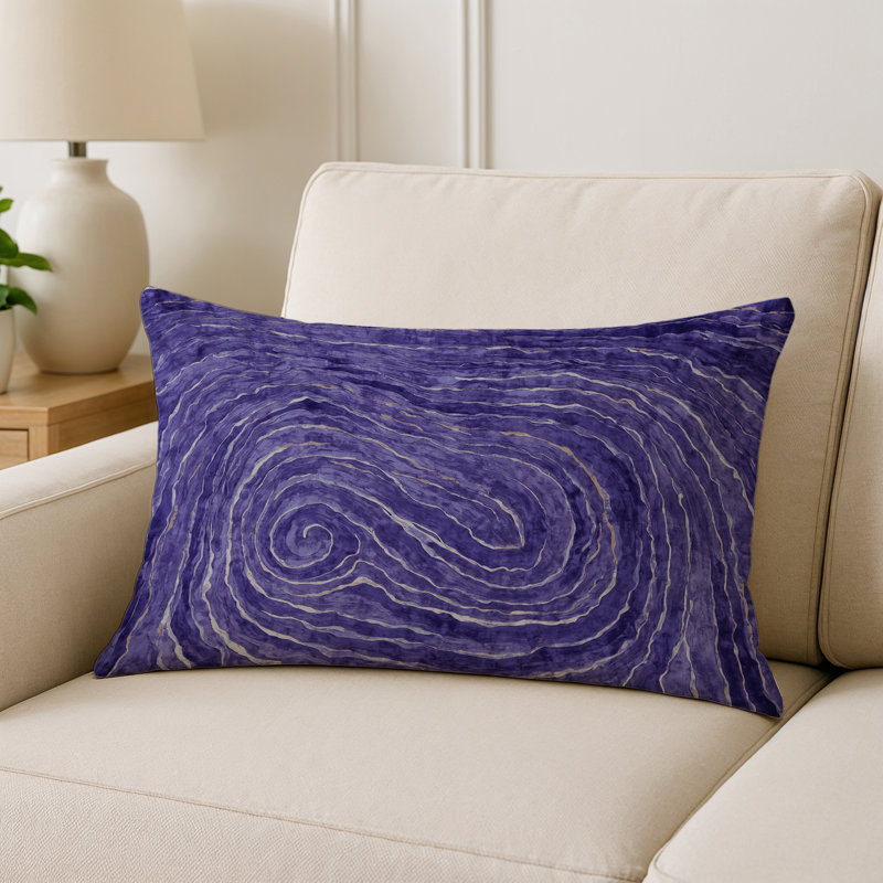Coussin décoratif intérieur / extérieur gris Modern Modern, Rectangle H 25 po x l 18 po, Abstrait mauve foncé