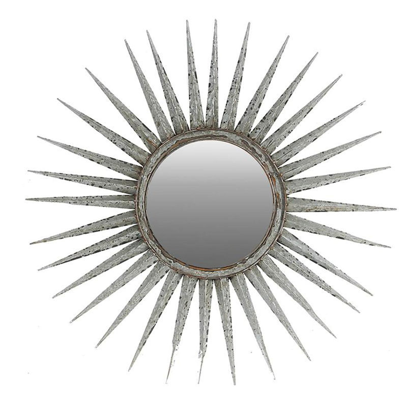 Miroir d'appoint mural 30 "gris argenté Sunburst