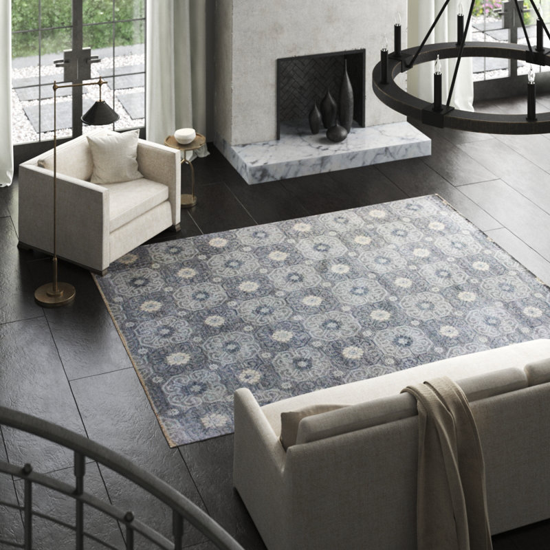 Khotan Hand Woven Wool Geometric Area Rug, Rectangle 5' x 5'2"