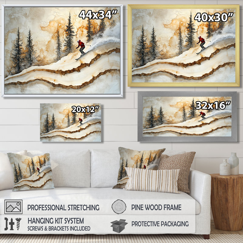 Makhi Cyrstal ski dans un paysage d'hiver III - art mural de ski, Reproduction encadrée d'une seule photo sans pass