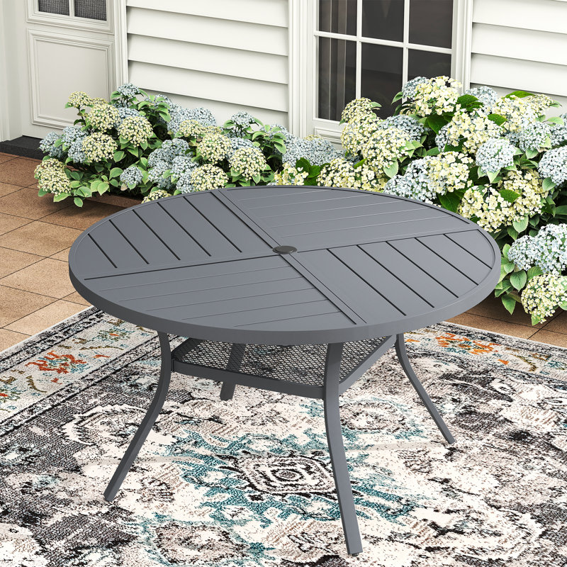 Table de salle à manger d'extérieur, H 28,3 po x L 47,2 po x l 47,2 po, Gris / Gris