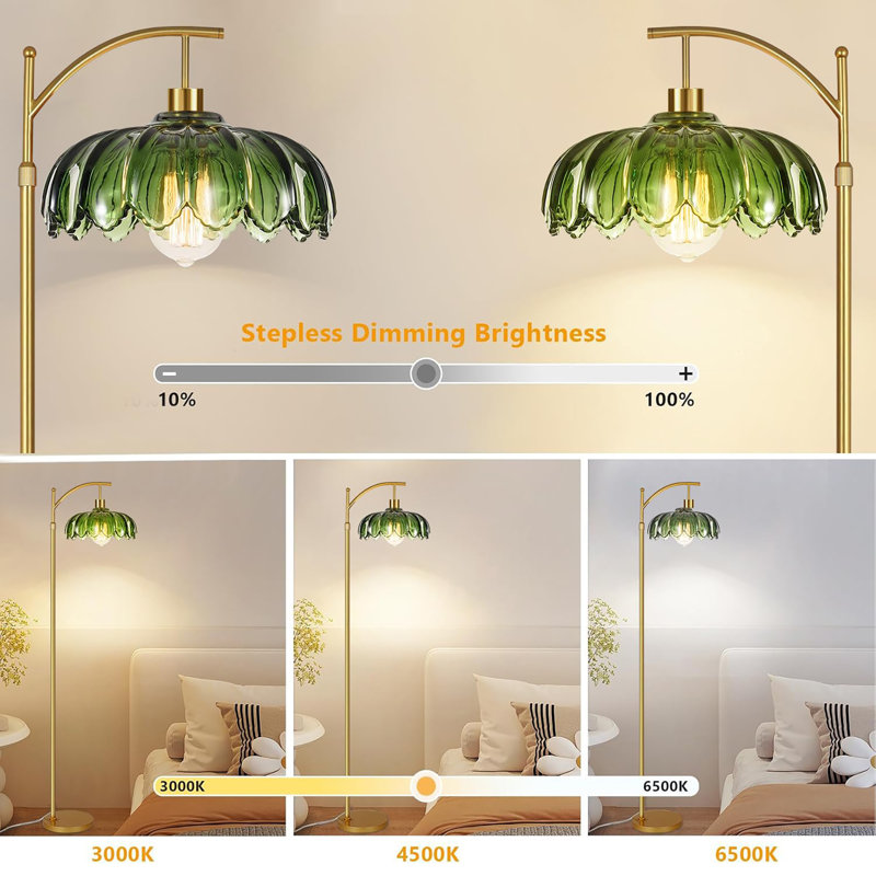 Lampe sur pied Green Flower, Doré
