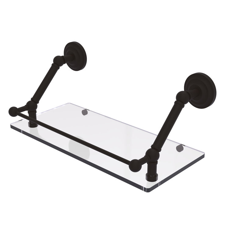Tablette flottante avec barre de galerie Jhene, Bronze huilé, H 8 po x l 18 po x P 8,6 po