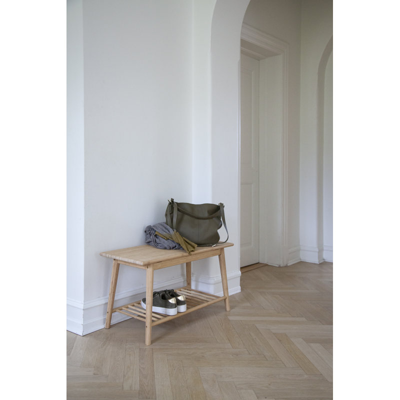Freitas Solid Wood Storage Bench, Light Brown