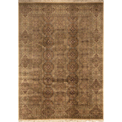 Wool Oriental Area Rug in Brown/Green/Rust