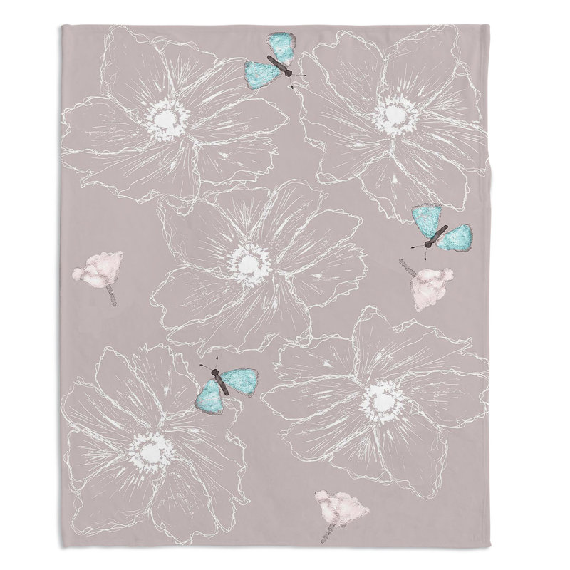 Couverture sherpa doux anemone papillon, l 51 po x L 60 po