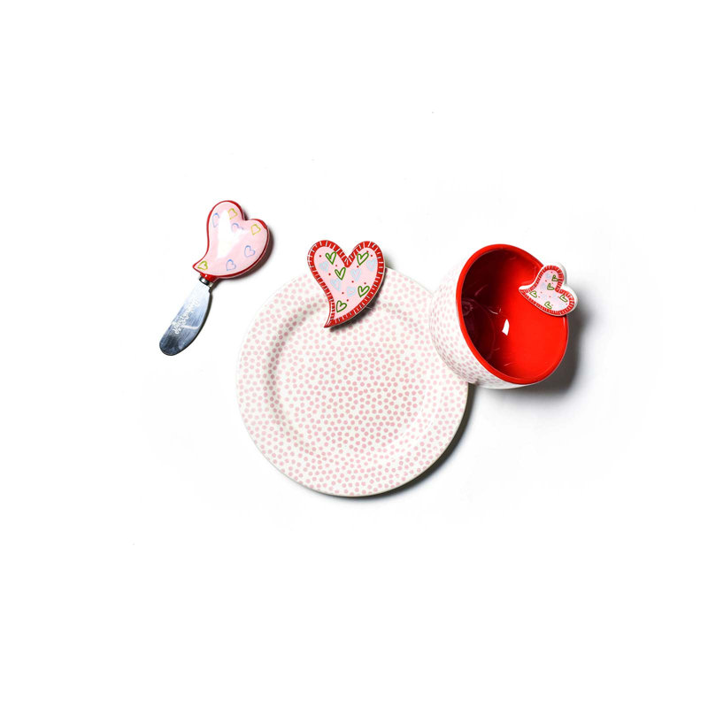 Heart Embellishment Plate Bowl and Spreader Set