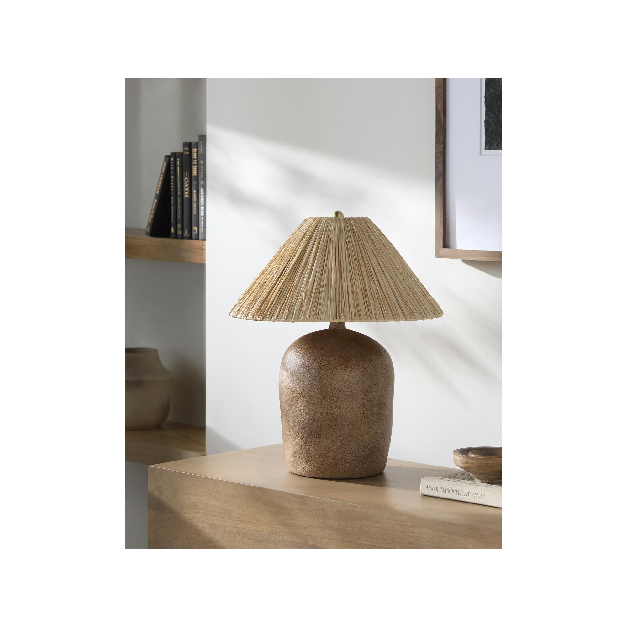 Danica Table Lamp, Distressed Brown, Rattan Empire