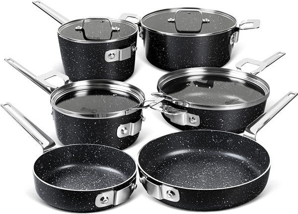 MICHELANGELO 10 - Piece Non-Stick Aluminum Cookware Set