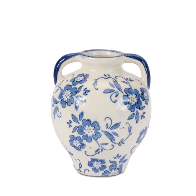 Vase en grès floral bleu (ensemble de 4)