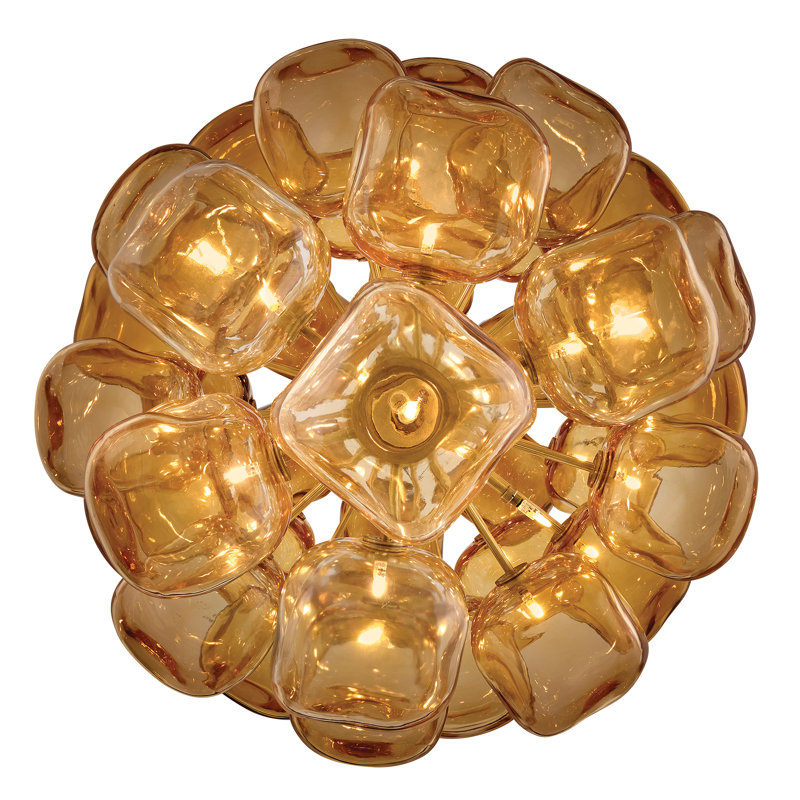 Perriand 40 - Light Chandelier, Unlacquered Brass, 38.5" H x 30" W x 30" D