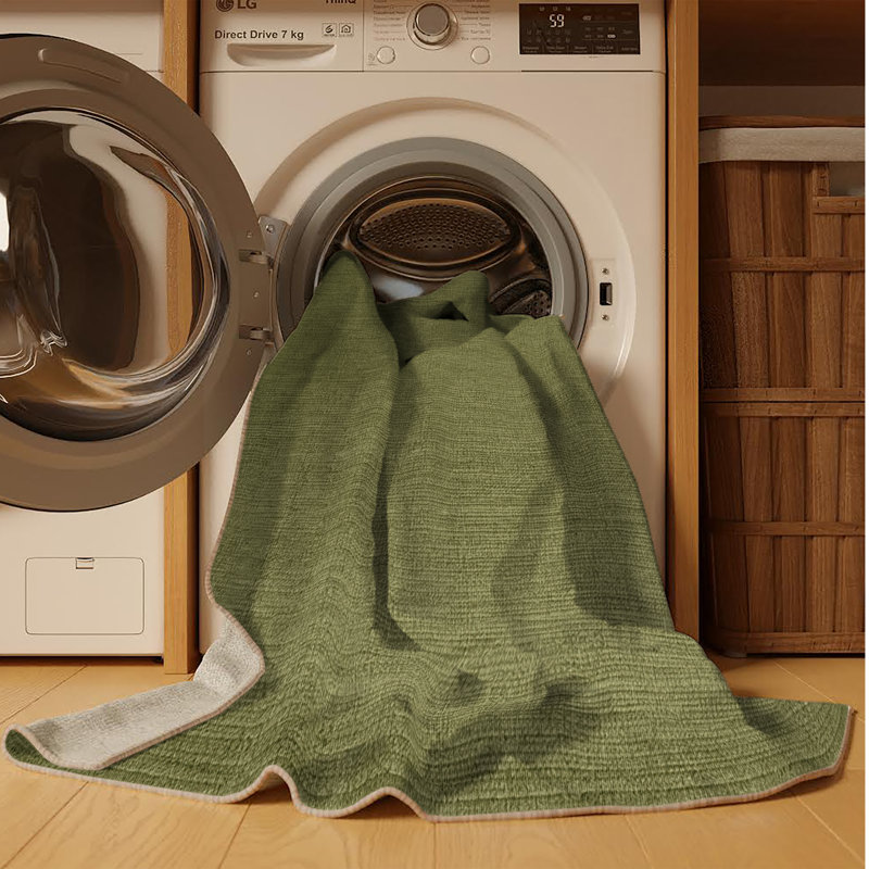 Machine Washable Solid Brown Area Rug, Square 3'