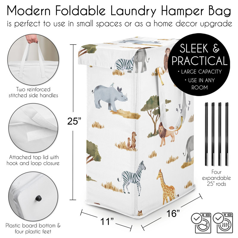 Jungle Foldable Laundry Hamper with Handles by Sweet Jojo Designs