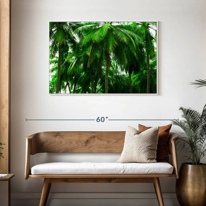 Palmier forêt, Cadre flottant blanc, 43 po x 29 po