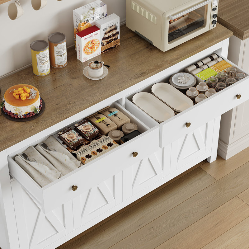55.1'' Sideboard, White/Oak