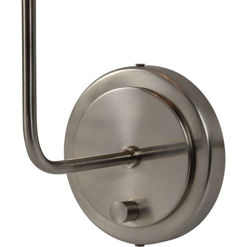 Swing Arm Sconce, Satin Nickel, Off-White
