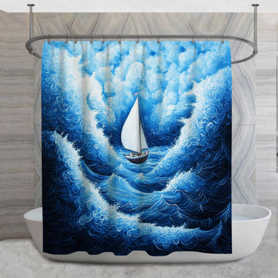 Sailing Shower Curtain -  Adventure Bathroom Decor Coastal Beach