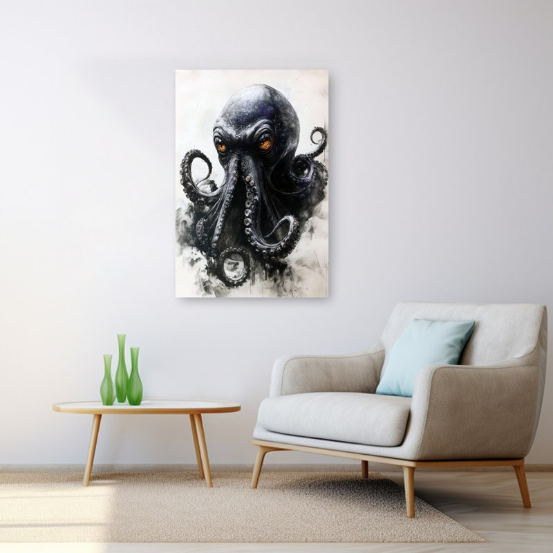 «Dark Kraken Eyes», art mural contemporain, 48" H x 32" W