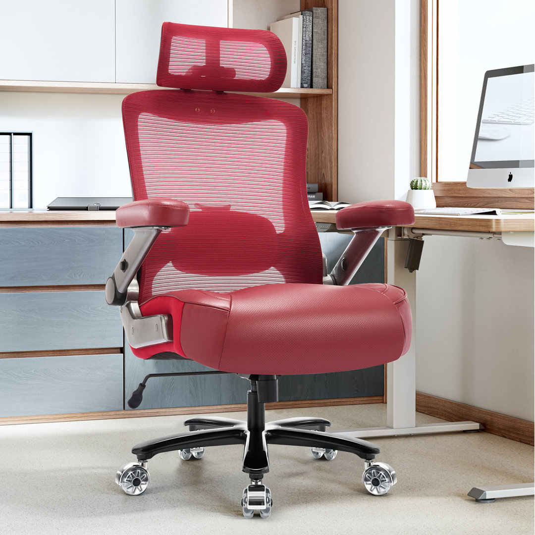 Monforto High Back Heavy Duty Big And Tall Mesh Office Chair With Dynamic Lumbar ,3D Flip Up Armrest Inbox Zero Upholstery 