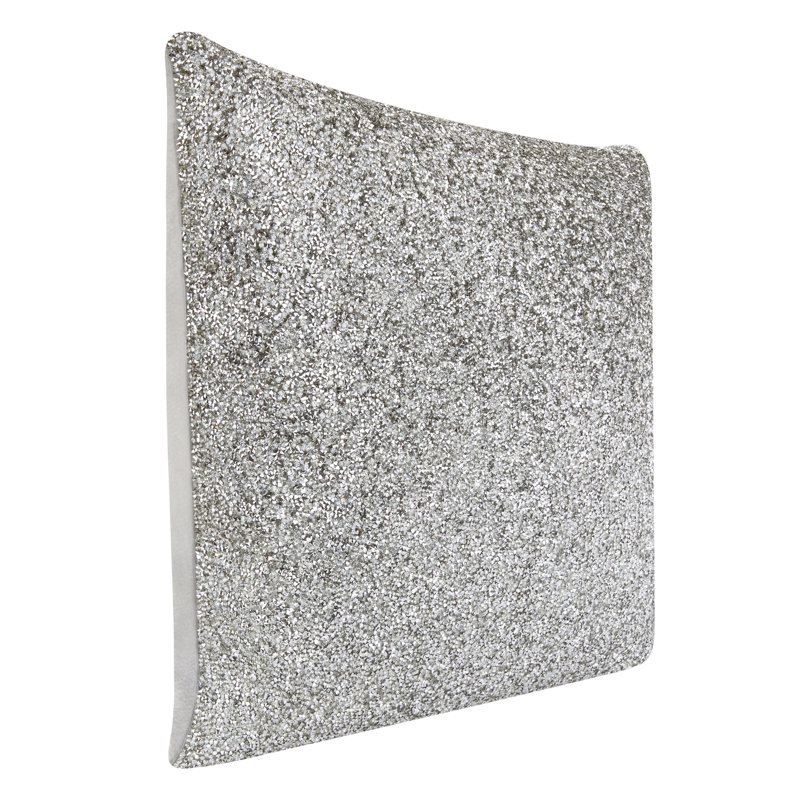 Sparkles Home Luminous Velvet Rhinestone Throw Pillow | Feather Insert | Home Décor Accent, Silver, Square 20"