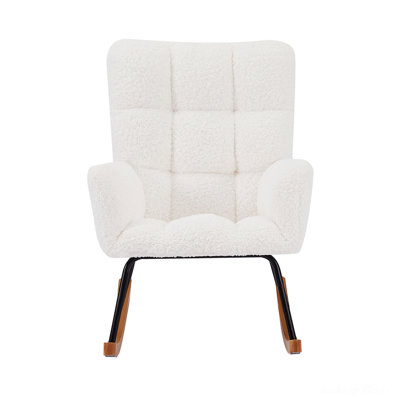 Comfy Upholstered Lounge Chair Rocking Chair With High Backrest by George Oliver