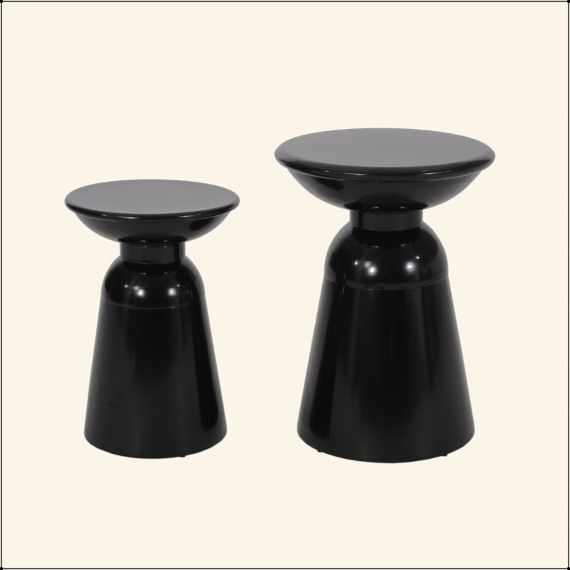 Ensemble de tables d'appoint sophistiquées pour l'extérieur, Noir
