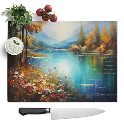 Lake Impressionism  Glass Chopping Board