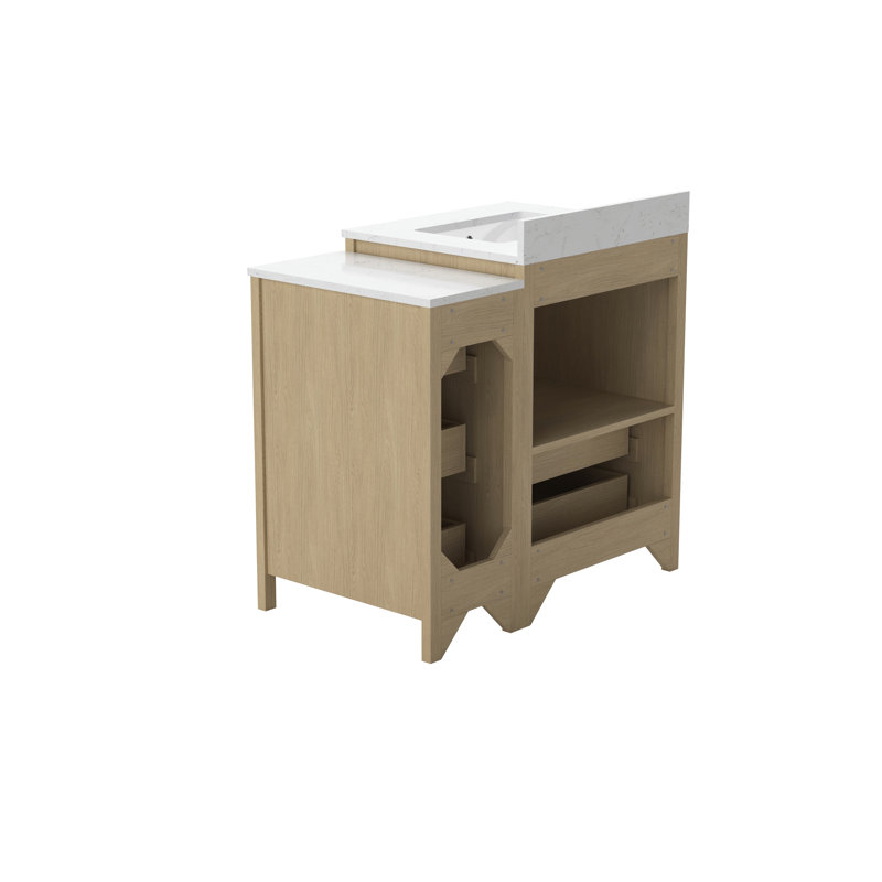 Meuble-lavabo simple de 34,28 po de hauteur et 36 po de large, comptoir blanc, armoire autoportante, en bois, unité combinable de 24 po et 12 po, rails de tiroir à fermeture douce, meuble-lavabo large de 22 po de profondeur,