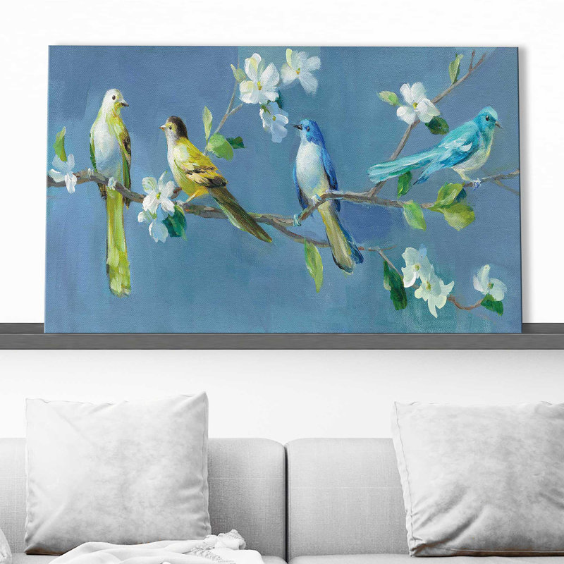 Printemps dans le quartier I - peinture, Toile tendue, H 18 po x l 30 po x P 1 po