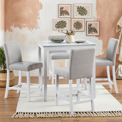 5-Piece Square Dining Set with Upholstered Chairs