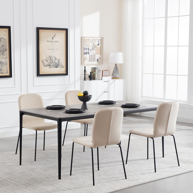 Nyeem 46.5 cm H Velvet Side Chair, Cream